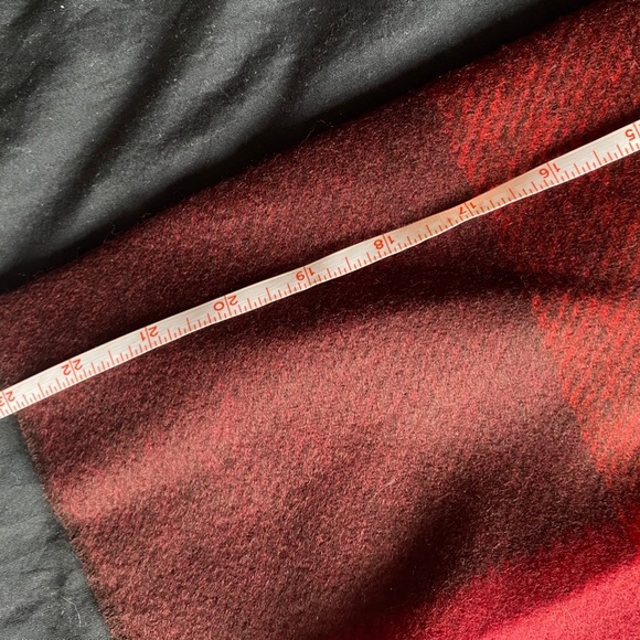 COACH Wool Red & Black Plaid Scarf with Fringe - Picture 6 of 6